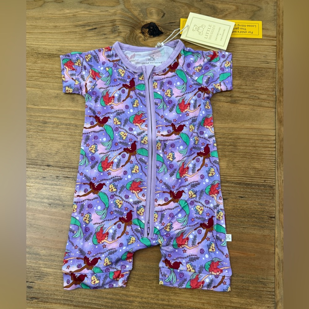 NWT Little Snuggles Bamboo Little Mermaid Baby Shorts Zippy